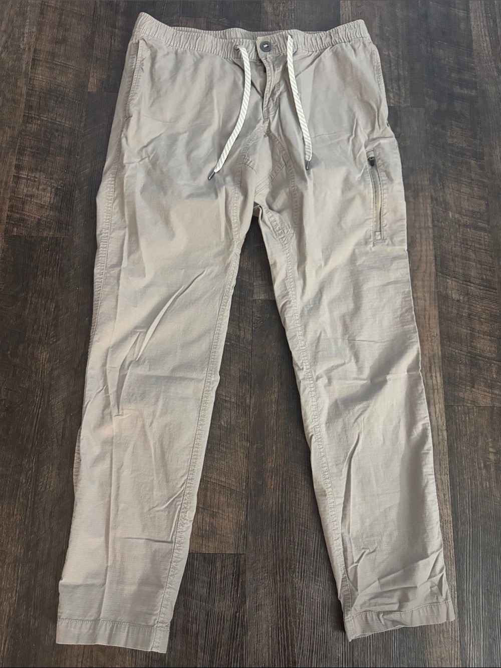 Vuori Ripstop Pants Men's L Beige 31" Inseam Drawstring Stretch Climber Outdoor
